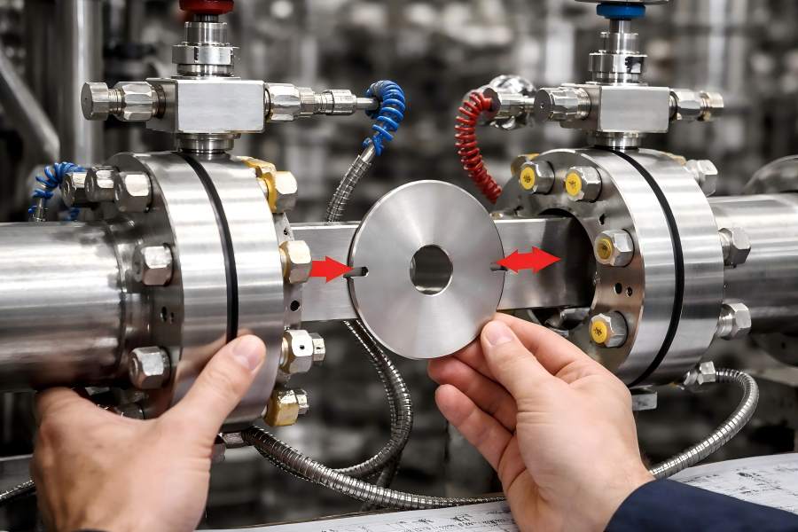 Installing the Orifice Plate in the Orifice Flange