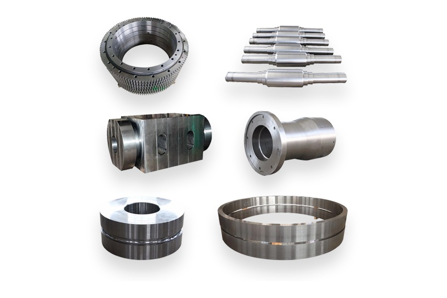 Forged mechanical parts including stepped shafts, rings, and cylindrical sleeves